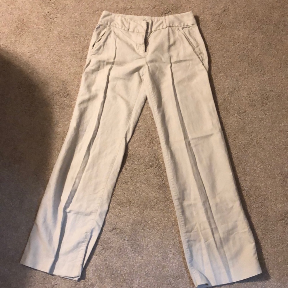 JCrew linen/khaki wide leg pants